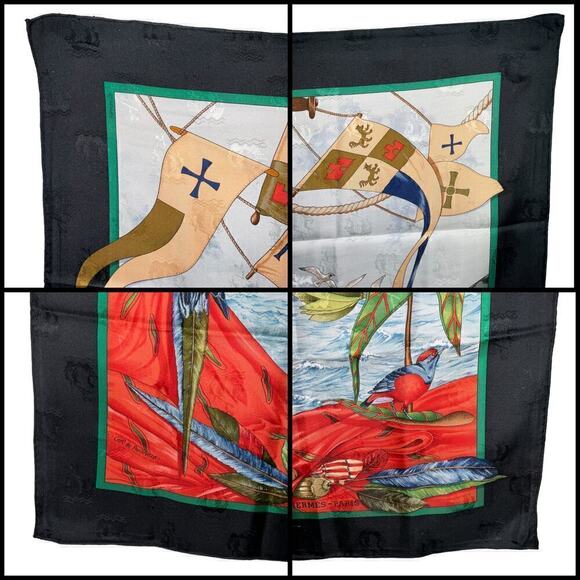 Hermes  Hermès CHRISTOPHE COLOMB DECOUVRE L’AMERIQUE 12 OCTOBRE 1492 SILK SCARF - Picture 4 of 16